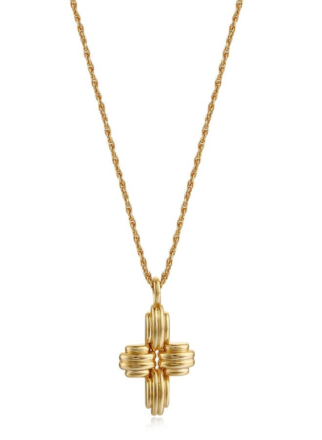 FRUMOS Dainty Layered Choker Necklace18K Real Gold Plated Y Pendant Necklace Multilayer Long Adjustable Choker cross Layering Necklaces for Women Girls（ Large ridge cross Pendant - Image 1